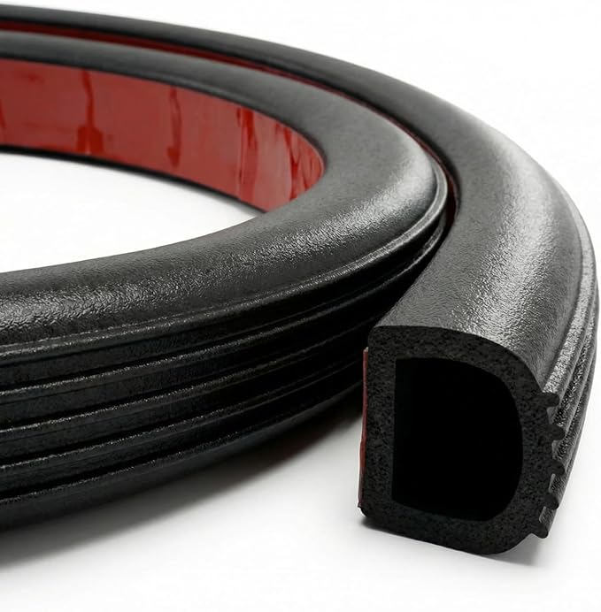 Pangda 13Ft D Shape Rubber Weather Stripping Foam Self-Adhesive EPDM Seal Strip for Noise Reduction Waterproof Dustproof for Cars Boats RVs Windows Doors (3/4" W x 3/4" H)