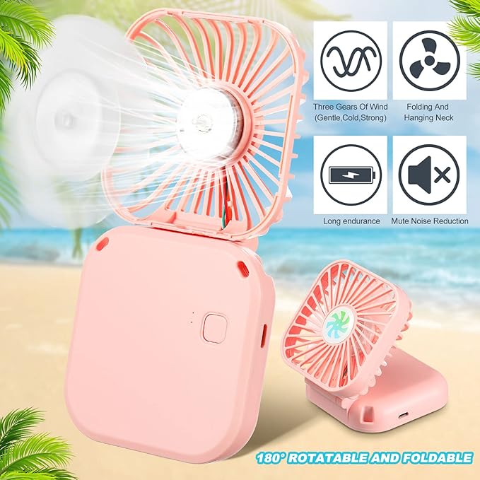 Hortsun 12 Pcs Mini Handheld Fan Bulk Portable Personal Neck Fan Small Foldable Hands Free with USB Rechargeable Gifts for Travel Summer Concerts Vacation Outdoor 3 Speed(White)