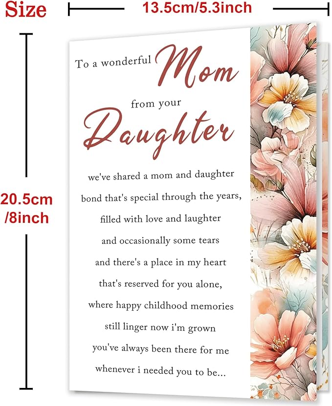 Mother's Day Card, Mothers Day Gifts Card for Mom from Daughter, Mothers Day Gifts Ideas