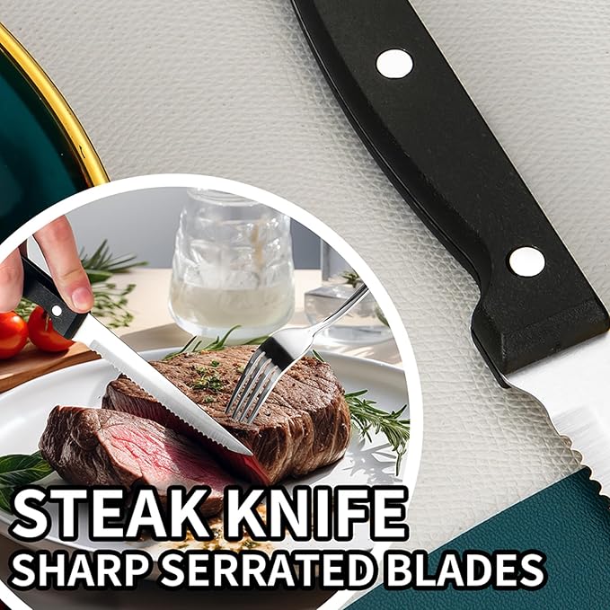 48-Piece Silverware Set with Steak Knives, Stainless Steel Flatware Set for 8, Food Grade Tableware Cutlery Set Rust-proof, Mirror Polished, Dishwasher Safe