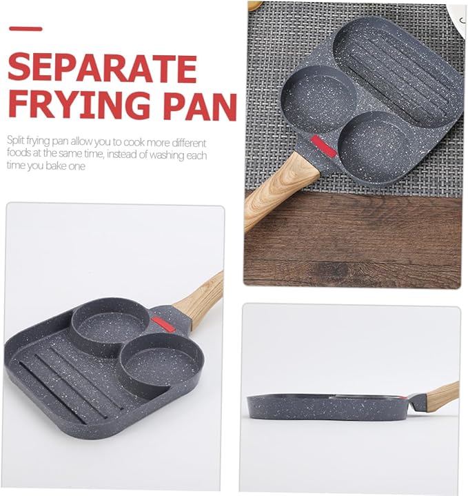 Split Frying Pan Egg Frying Pan Deep Frying Pan Roasting Pan Baking Dish Fry Pan Omelet Pan Pancake Mold Daily Use Egg Pan Divided Frying Pan Steel Frying Pan Medical Stone Grey