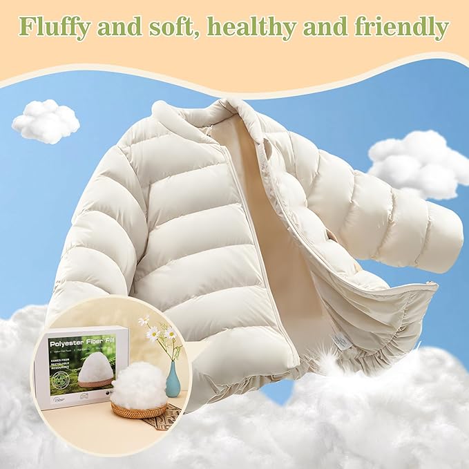 3.3 LB/1500G Pillow Stuffing, Premium Polyfill Stuffing Polyester Fiberfill Stuffing for Stuffed Animals, GRS Certified Cushion Filler for Sofa, Poly Filling Stuffing with Bag