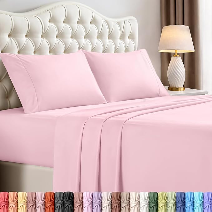 Utopia Bedding Full Size Sheet Set – 4 Piece Bed Sheets, Soft and Breathable Microfiber, Includes 1 Fitted Sheet, 1 Flat Sheet and 2 Pillowcases – Oeko Tex (Crystal Pink)