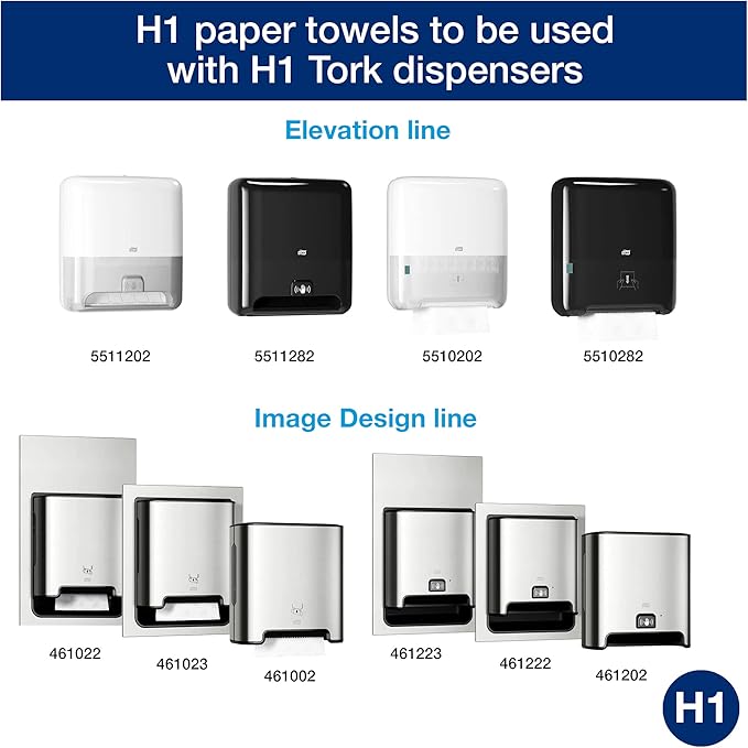 Tork Matic Soft Hand Towel Roll & Matic Paper Hand Towel Roll White H1, Universal, 100% Recycled Fiber, 6 Rolls x 700 ft, 290089