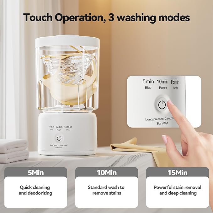 Portable Mini Washing Machine, Underwear Washing Machine Small Clothes Washer Makeup Brush Cleaner (White)
