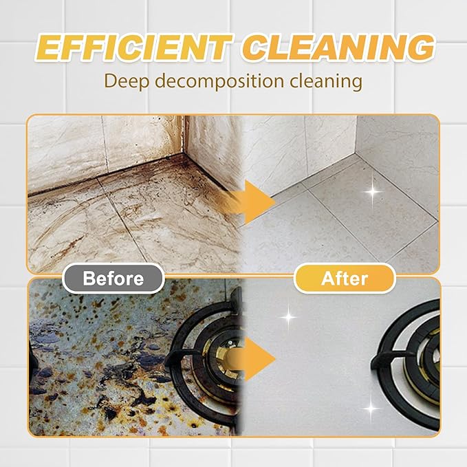 Heavy-Duty Kitchen Degreaser Foam Cleaner, Powerful Kitchen Degreaser Spray & Dual Side Scrub Sponge Set Grease Remover for Stove Range Hood (3, Standard)