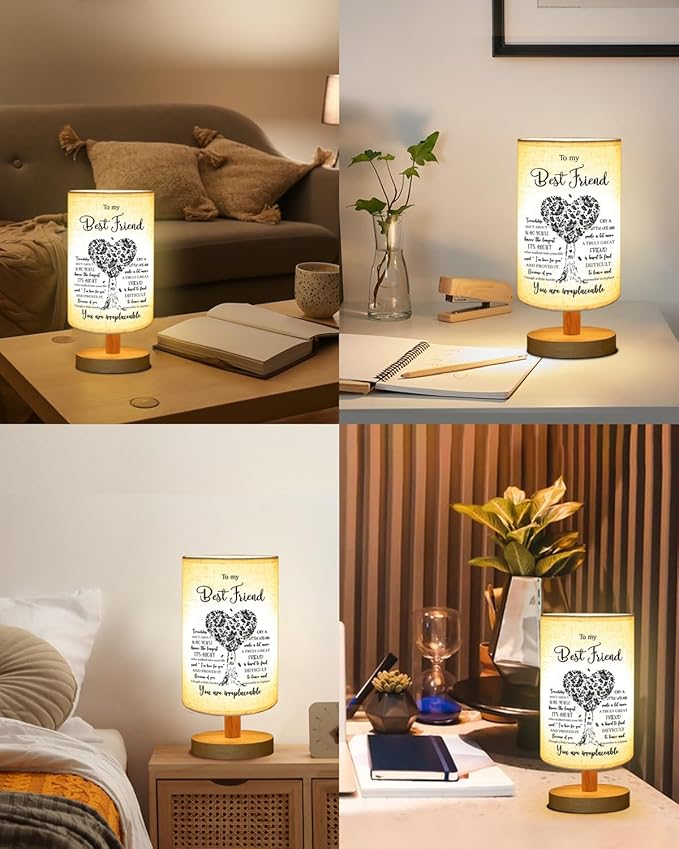 Best Friend Birthday Gifts for Women, to Friend Fabric Table Lamp, Birthday Mothers Day Gifts for Friends, Friendship Gift for Women Bedside Table Lamp Gifts for Bestie BFF
