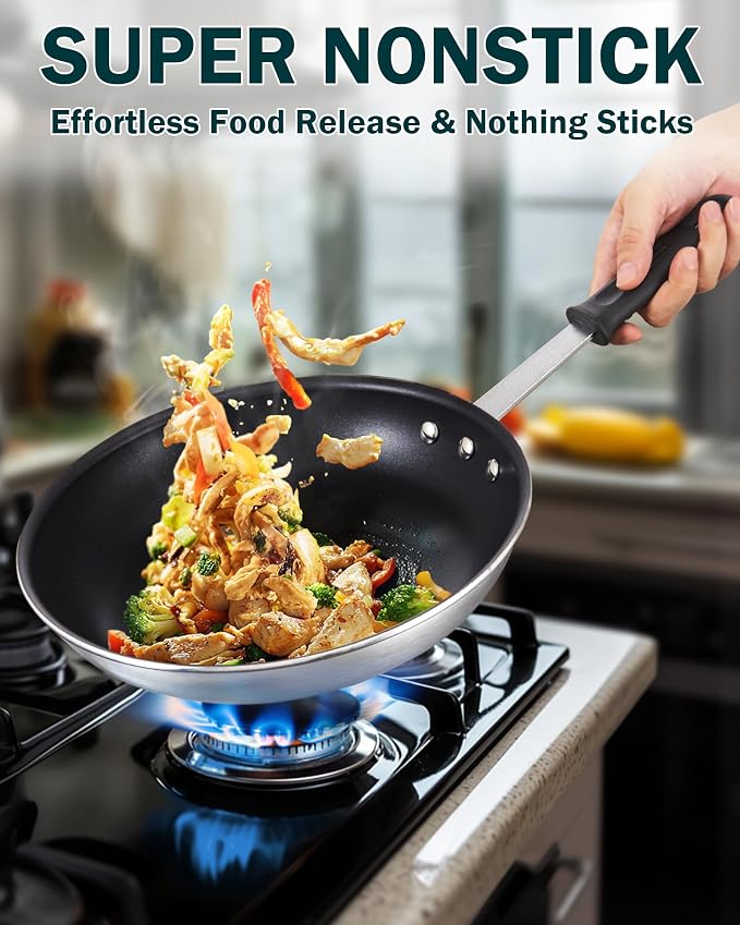 Cooks Standard Professional 12-Inch Nonstick Frying Pan, 30cm Large Non Stick Egg Omelette Pan, Heavy Duty Restaurant Style Everyday Wok Stir Fry Skillet, Dishwasher Safe