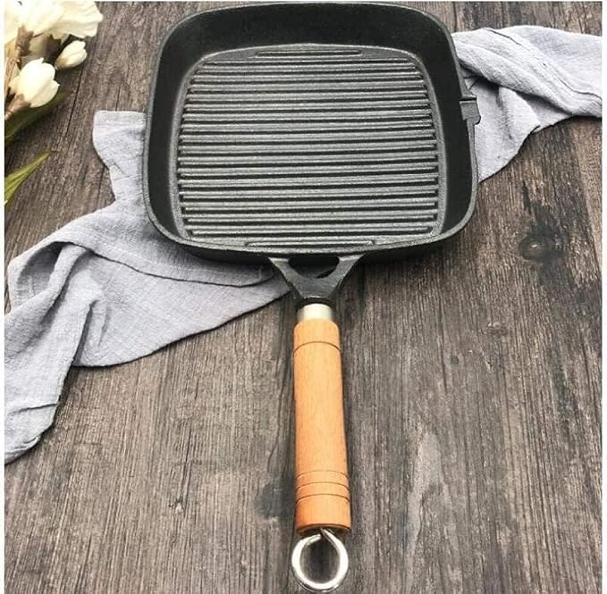 Square Grill Pan, Cast Iron Premium Non-Stick Grill Pan Frying Pan Heavy Duty Cast Iron Grill Pan Frying Pans for Gas, Induction and Electric Stove with Handle Frying Pa