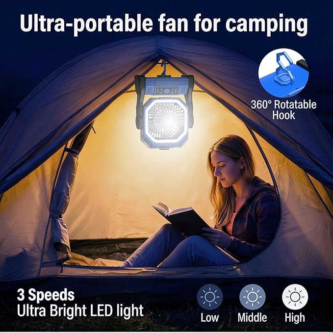 Portable Misting Fan with 20000mAh Battery, 350mL Instant Mist Spray, 270° Adjustable, 4 Speeds & 4 Timer, Rechargeable Water Mist Fan for Outdoor Camping Beach Patio Travel, Power Bank Function