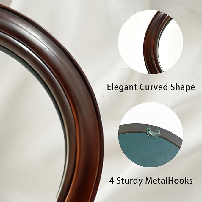 Vintage Makeup Mirror for Tabletop, 100% Solid Wood Frame Table Vanity Mirror with Stand for Vanity Table, Desk Mirror for Bedroom Living Room Retro Decor