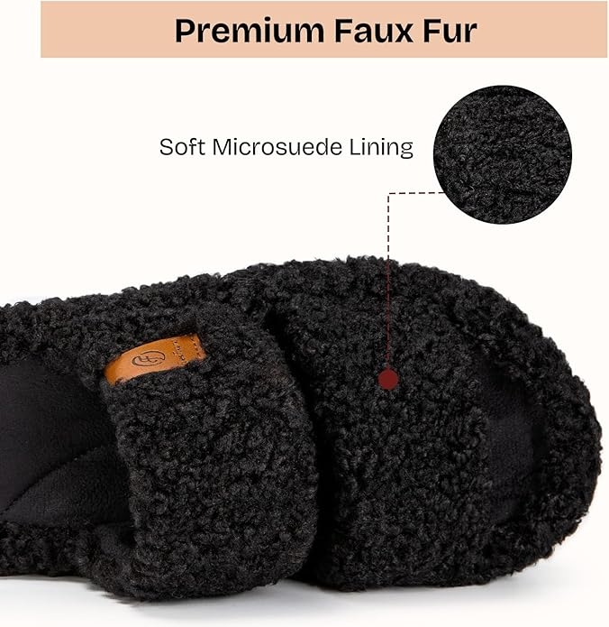 EverFoams Womens Fuzzy Open-toe Slippers Soft Comfy Memory Foam Indoor House Shoes