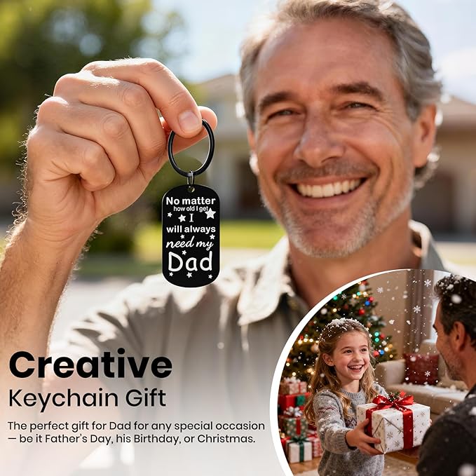 Father's Day Gifts for Dad from Daughter Son Wife, Sentimental Keychain Meaningful Gifts for Dad Husband from Kids, Birthday Christmas Thanksgiving Gift Ideas for Father