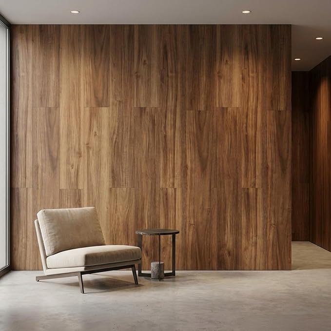 Peel and Stick Wall Panels, Easy Self Adhesive Vinyl Tiles Wall Planks, Farmhouse Wood Grain Shiplap for Kitchen Bedroom Interior WallDecor (12 pcs/18.1 Sq Ft/Box) (Horse Brown Smoked Wood)