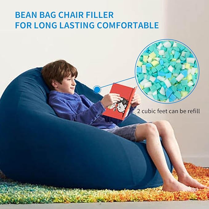 Shredded Memory Foam Filling 10lbs for Bean Bag Filler, Pillow Stuffing Cushion Arts Crafts Refill, Without Added Gel Particles, Premium Soft and Great for Stuffing, Multi Color and Shape