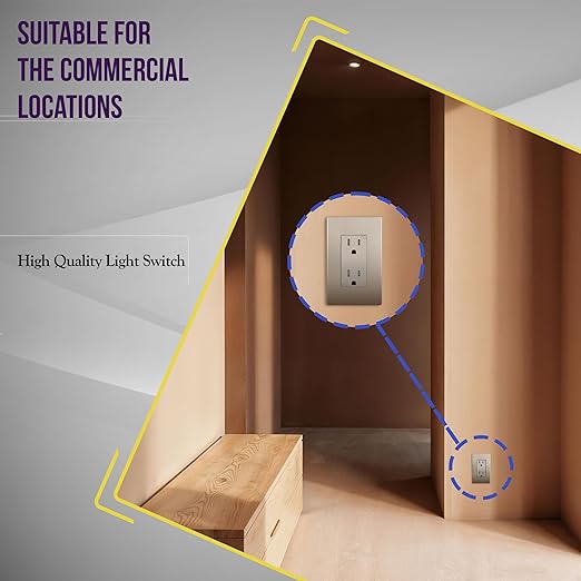 ENERLITES Elite Series Decorator Receptacle Outlet, Child Safe, Tamper-Resistant, Self-Grounding, Residential Grade, 15A 125V, UL Listed, 61501-TR-NKWP, Nickel With Wall Plate