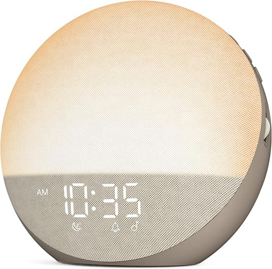 Odokee Sunrise Alarm Clock White Noise Machine: Natural Wake Up Light | Dimmable Clock with Bluetooth Speaker for Bedroom - 25 Sleep Sounds for Baby Adults Kids Cocoa