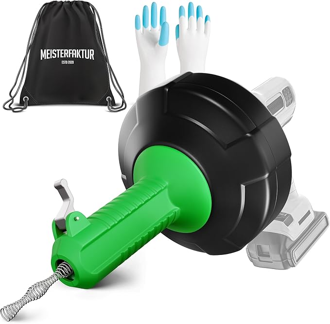 MEISTERFAKTUR drain snake [25 FT] - Auto Feed - Ideal plumbing snake for sink and drain unblocking - Solid drain auger for real DYIs!