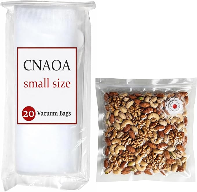 3rd-Gen (8" x 9") 20 PCS Upgraded Reusable High-Seal Bags (Vacuum Sealer Machine Not Included), Compatible with CNAOA Vacuum Sealers