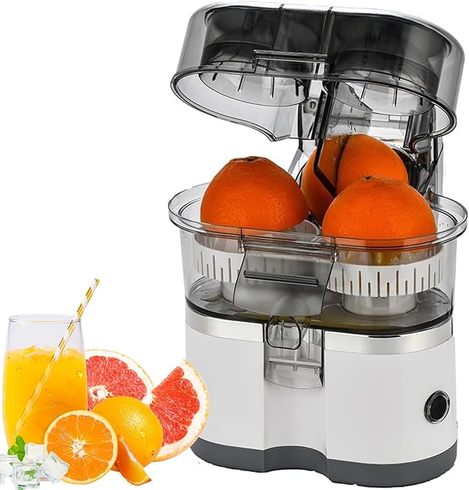 Dual-head Electric Juicer, 400Ml Electric Twin Citrus Juice Maker with 8-Blade Pulp Groove, Safe Without Blade, Removable Easy To Clean