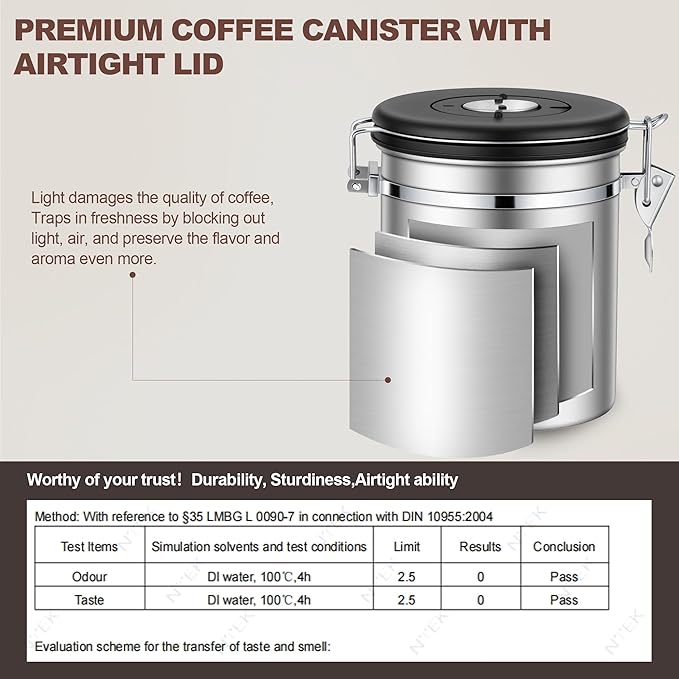 ShanSon Coffee Canister Airtight Coffee Container Stainless Steel Coffee Bean Storage Container with Scoop Coffee Canister for Beans Grounds Sugar Flour Tea Cereal,22OZ,Silver