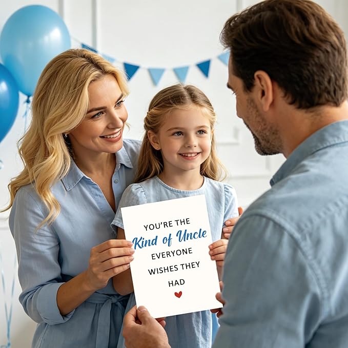 Fathers Day Card Gifts for Uncle from Niece Nephew, Personalized Double-Sided, Minimalist Premium Design, Perfect Father's Day Decoration Ideas