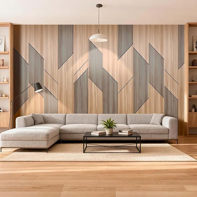 8-Pack Teak Wood Grain 3D Wall Panels with Adhesive, Peel and Stick PVC Wall Tiles for Accent Wall, Covers 92.6 Sq Ft for Luxury Living Room & Bedroom Decor