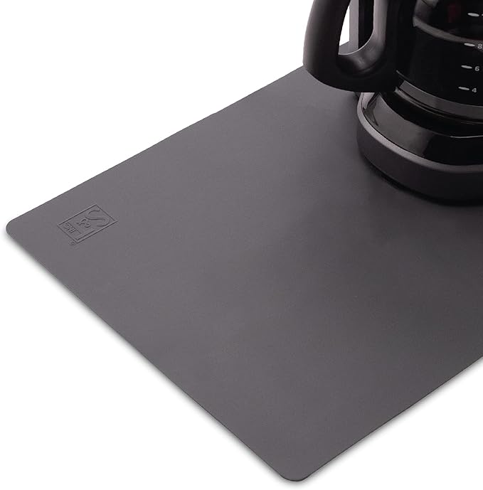 S&T INC. Coffee Mat, Silicone Bar Mat for Coffee Maker and Espresso Machine, 12 Inches x 18 Inches, Silicone Grey, 1 Pack