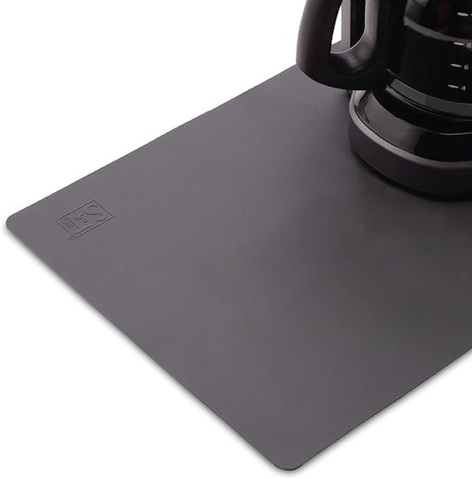 S&T INC. Coffee Mat, Silicone Bar Mat for Coffee Maker and Espresso Machine, 12 Inches x 18 Inches, Silicone Grey, 1 Pack