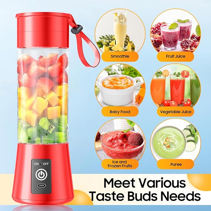 2026 Newly Upgraded Portable Smoothie Blender - Cordless Personal Blender Type-C Rechargeable, 13Oz Juice Cup BAP Free, 20,000Rpm Speed Powerful Blending, Freshly Squeezed in Sports/Office