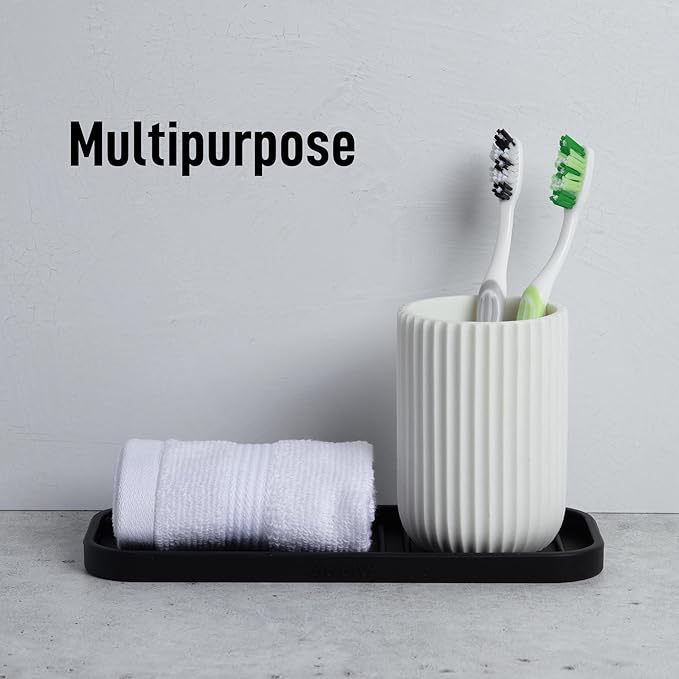 Zulay Kitchen (9x3.5) Silicone Sponge Holder for Kitchen Sink - Flexible Multipurpose Soap Tray Sponge Holder - Sink Organizer Tray for, Bathroom, Makeup, Trinkets & More (Black)