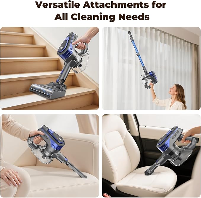 N16 Cordless Vacuum Cleaner, Lightweight Vacuum Cleaners for Home with Powerful Suction, 2600mAh Battery with 45 Mins Runtime, Rechargeable Stick Vacuum Cordless for Hardwood Floor Carpet Pet Hair