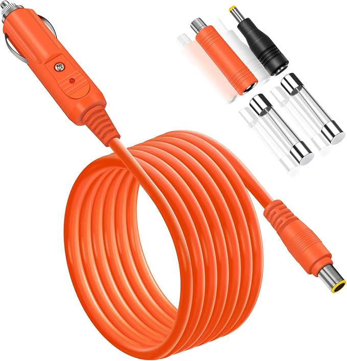 YEZriler 14AWG Car Charging Cable for Jackery Portable Power Station Explorer 3000 2000 1500 1000 880 550 500 300 290 240 160 Jackery Accessories Cigarette Lighter Charger DC Adapter Cord 2M - Orange
