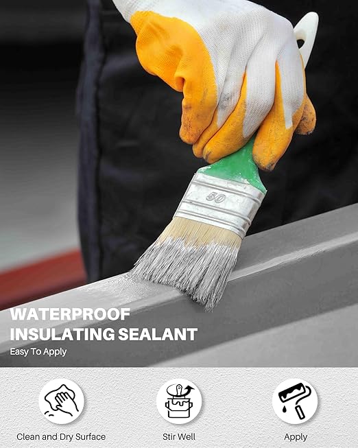 Polyurethane Waterproof Coating, 1 Gallon, Light Grey, Flexible Roof Sealant Waterproof, Indoor & Outdoor Multi-Surface Water Proof Sealant for Concrete, Walls, Metal Roofs Crack & Leak Repair