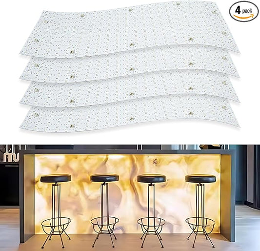 4-Pack LED Backlight Sheet, Dimmable Flexible Transparent Film Screen Cuttable Panels for Backlit Translucent Stone/Marble/Onyx/Quartz Countertop Wall, 19.3X9.6 inch, 24V 28W 3000K Warm White