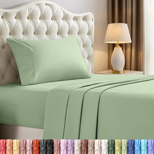 Utopia Bedding Twin XL Sheet Set – 3 Piece Bed Sheets for Twin XL Size Bed, Soft and Breathable Microfiber, Includes 1 Fitted Sheet, 1 Flat Sheet and 1 Pillowcase – Oeko Tex (Sage)