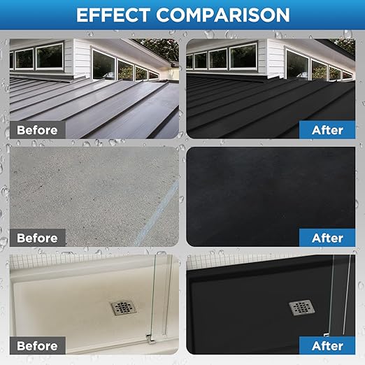 Waterproof Sealant Black Waterproof Coating 35oz Leak Repair Coating for Flat, Metal, Roofs, Foundations, Gutters, Indoor & Outdoor Walls, Bathroom, Kitchen, Garden Leak Liquid Sealant