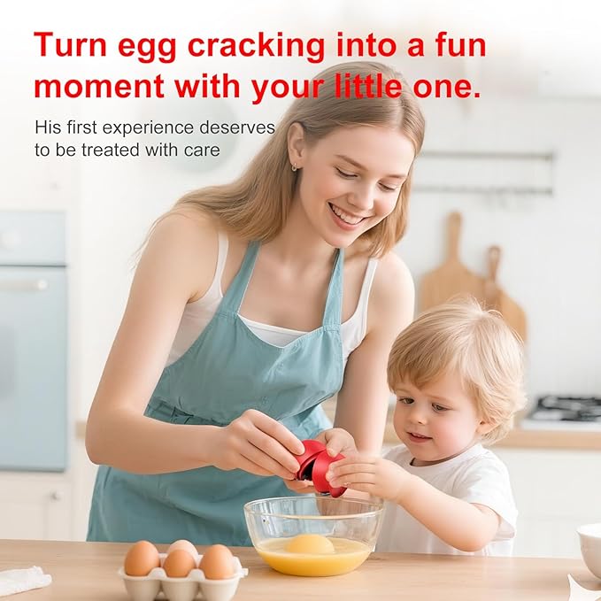 Egg Cracker, Silicone Egg Shell Opener, Cute Egg Shaped Design, Opens Eggs with Ease, A Little Happiness Boost for Your Kitchen. (3-Pack–Green, Red, Yellow)