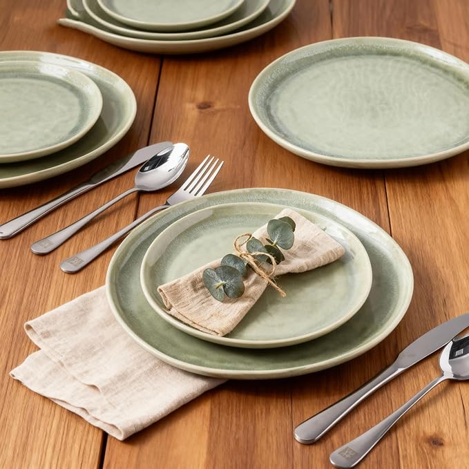 AmorArc Ceramic Dinnerware Sets,Handmade Reactive Glaze Stoneware Plates and Bowls Sets,Highly Scratch Resistant | Dishwasher & Microwave Safe Dishes Set,Service for 8 (24pc)