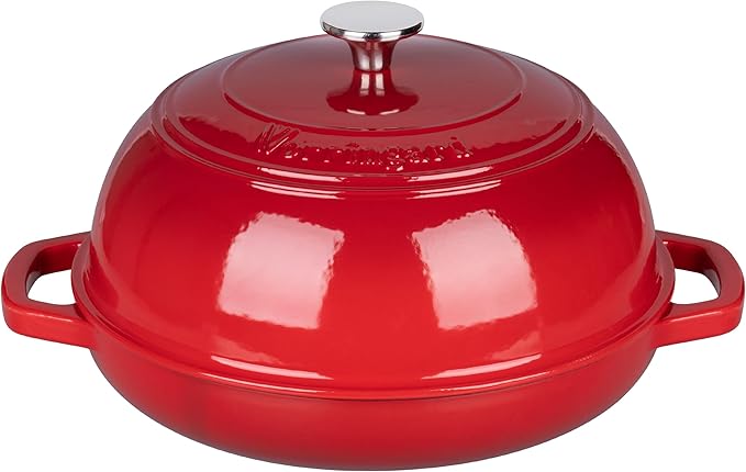 VORRINGARD Enameled Cast Iron Dutch Oven Pot with Lid, Bread Oven for Sourdough Bread Baking, Dutch Ovens with Bread Proofing Basket& Baking Supplies Set, 6 Quart, Red
