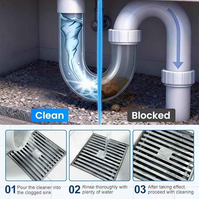 Sink and Drain Cleaner, Multi-functional Pipeline Dredging Agent, Sink Drain Cleaning Powder for Kitchen,Bathroom,Toilet,Pipe Maintenance (4)