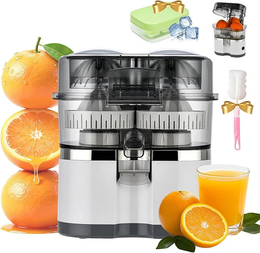 Dual-Head Automatic Citrus Juicer, 100w Electric Orange Juicer With 18000 Rpm Motor, Portable And Efficient Lemon Juicer For Citrus And Lemons, Easy To Clean (White)