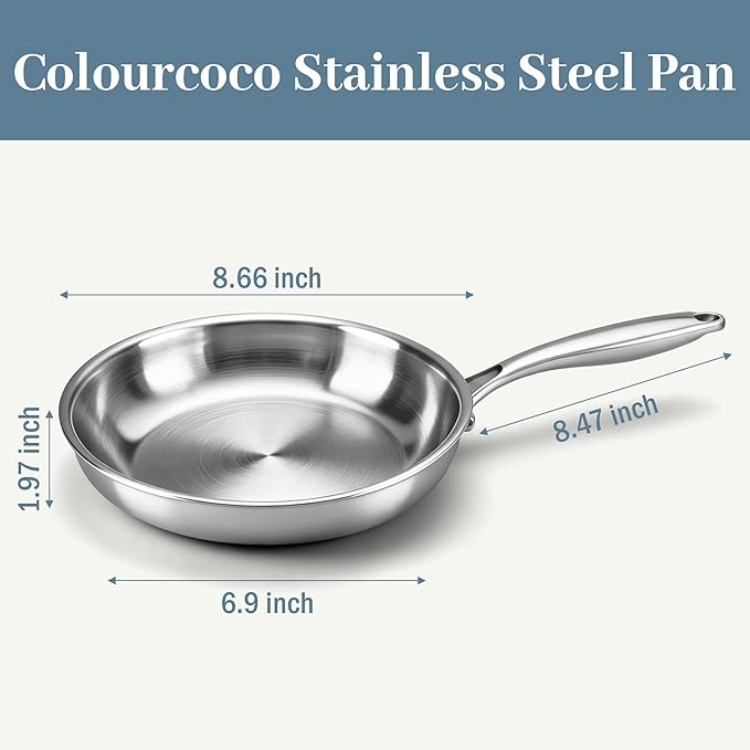 Stainless Steel Cookware Set - 10.26-Inch 3-Ply Heavy Duty Kitchen Set, Detachable Handle, Induction Compatible, Oven and Dishwasher Safe for All Cooktops