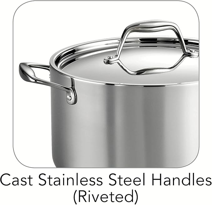 Tramontina Signature Tri-Ply Clad Stainless Steel 6-Quart Sauce Pot | Induction-Ready Large Sauce Pan with Lid, Dishwasher-Safe, NSF-Certified, Made in Brazil