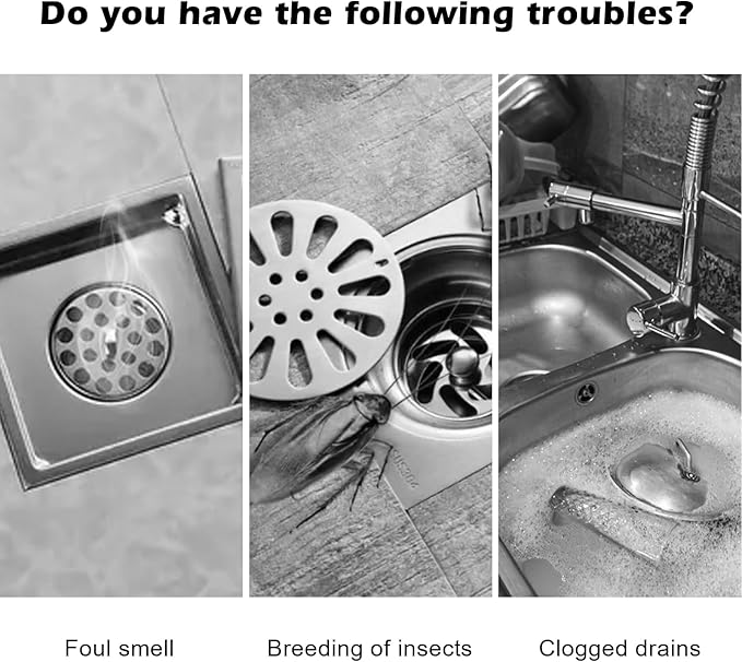2 Pieces Silicone Drain Cover Floor Tub Stopper, 6x6 Inch Anti-Odor Deodorizing Mat Shower Drain Covers for Kitchen Bathroom Laundry, Sewer Plugs with Silica Gel Seal