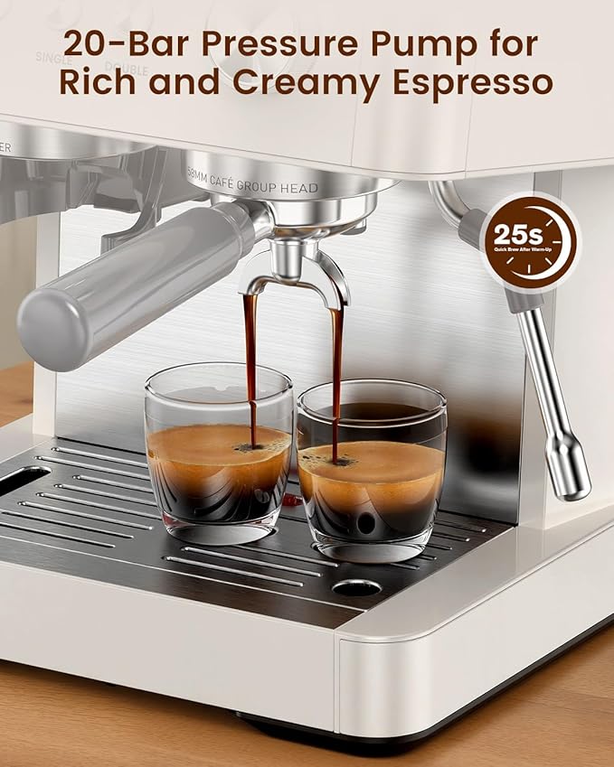 Espresso Machine with Grinder, 15 Bar Expresso Coffee Machines, Professional Coffee Maker for Latte & Cappuccino with Milk Frother, Expresso Machines for Home, Removable Water Tank, Steam Wand-Classic