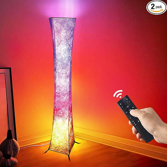 2 Pcs Floor Lamp, 61'' Smart RGB LED Corner Lamp with Music Sync and 16 Million DIY Colors, 3 Color Temperature, APP & Remote Control, Color Changing Standing Floor Lamp for Bedroom Living Room