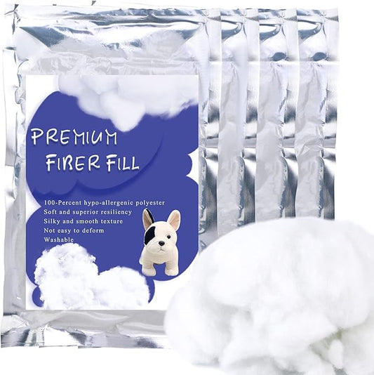 BUTUZE 500g/17.6oz Polyfill Stuffing, (2.1oz-4.4lb) Polyester Fiberfill Stuffing, Premium Fiber Fill, High Resilience Fill Fiber, Stuffing for Small Dolls Part Pillow Comforter DIY, Recyclable