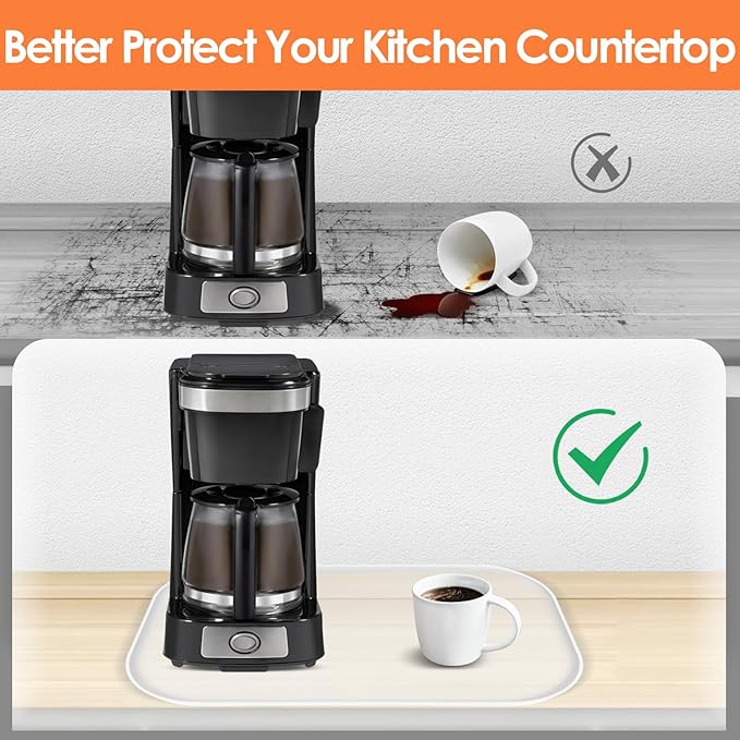 TOHONFOO Silicone Coffee Maker Mat with Lip, 24'' x 16'' Heavy Duty Coffee Maker Mat for Countertops, Coffee Tray Fit Under Coffee Machine Appliance Automatic Machines Espresso Accessory, Translucent