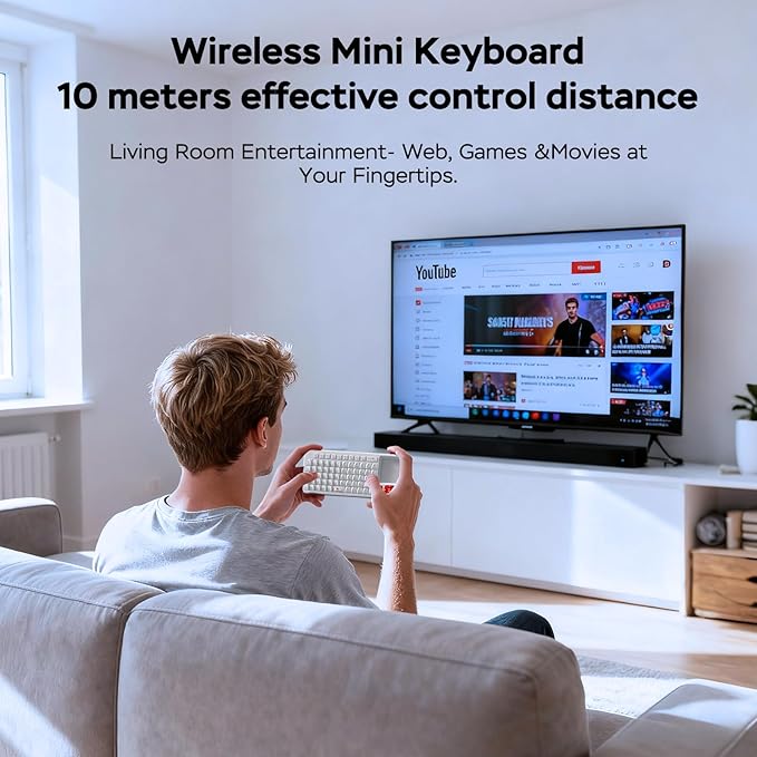 Mini Keyboard with Touchpad, Mini Bluetooth Keyboard, Ultra-Compact Portable for IT Professionals, Field Service Technicians, Home Theater PC & Multi-Device Travel - Durable &Reliable, White